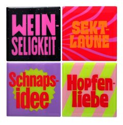 Gift Company Love Tiles Untersetzer 4er Set Motiv: Schnapsdrossel mehrfarbig 
