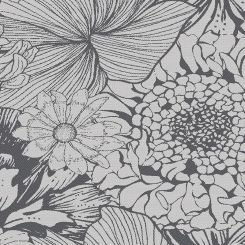 Garnier-Thiebaut Tischdecke Mille Bloom Noir Halbleinen Vorgewaschen 45x45 cm 