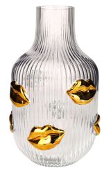 Gift Company L´amour Vase H (30cm) Lippen Gold transparent gs 