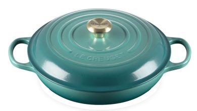 Le Creuset Gourmet-Profitopf Signature mit Holzgriff 30 cm Bleu Riviera 