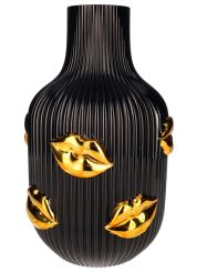 Gift Company L´amour Vase H (30cm) Lippen Gold schwarz gs 