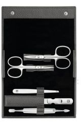 Zwilling Nagelpflege-Set Classic anthrazit 5-tlg. Druckknopf-Etui, Leder 