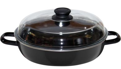 Riess Schmorpfanne mit GD 28 cm Schwarzemail 