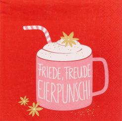 Räder Cocktailservietten 25x25cm Friede,Freude,Eierpunsch (20Stk.) 
