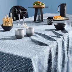 Garnier-Thiebaut Tischdecke Denim Ldt Indigo 150x250 Cm 100% Gekämmte Baumwolle 