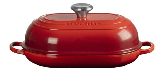 Le Creuset Ovaler Brot Bräter Signature 29 cm Kirschrot aus Gusseisen Signature 