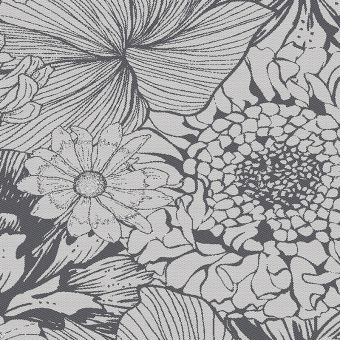 Garnier-Thiebaut Tischdecke Mille Bloom Noir Halbleinen Vorgewaschen 45x45 cm 