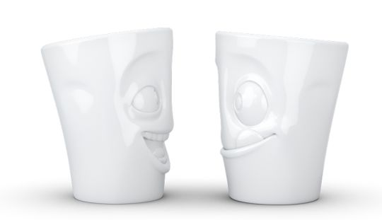 Fiftyeight Products Becher-Set Nr. 3 witzig/lecker weiß 350 ml 