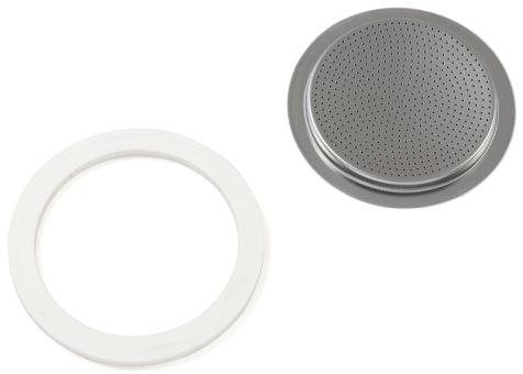 Bialetti 1 Dichtungsring + 1 Filtersieb für Edelstahl Espressokocher 4 Tassen Karton 
