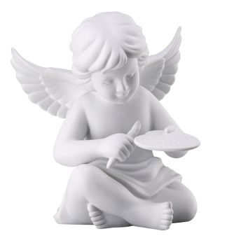 Rosenthal Engel mit Malerpalette Gross Weiss Matt 