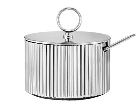 Georg Jensen Zuckerdose mit Löffel Bernadotte Edelstahl 