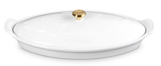 Le Creuset Fischbackform Tradition Mit Deckel 34 Cm White 