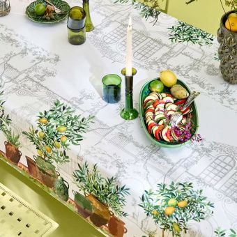 Garnier-Thiebaut Tischdecke Jardin Provencal Olive 155x155 Cm 50% Leinen/50% 
