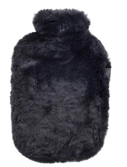 Fashy Wärmflasche mit softem Flauschbezug schwarz 2 L 