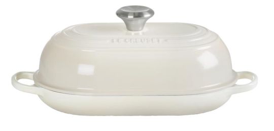 Le Creuset Ovaler Brot Bräter Signature 29 cm Meringue aus Gusseisen Signature 