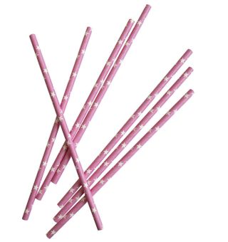 Westmark 50er-Set Papiertrinkhalme rosa mit weißen Sternen 