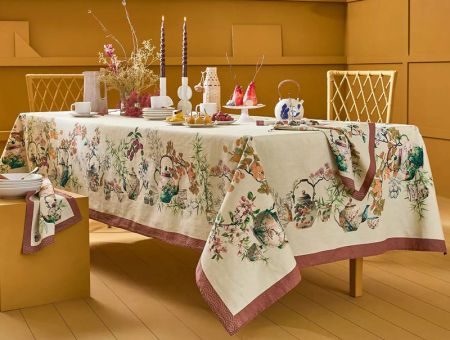 Garnier-Thiebaut Tischdecke Theieres Rouille 115x115 Cm 50% Leinen / 50% Baumwolle 