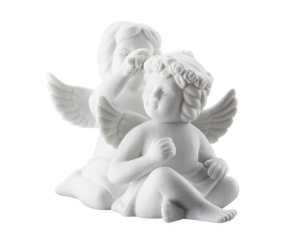 Rosenthal Engelpaar mit Blumen Klein Weiss Matt 